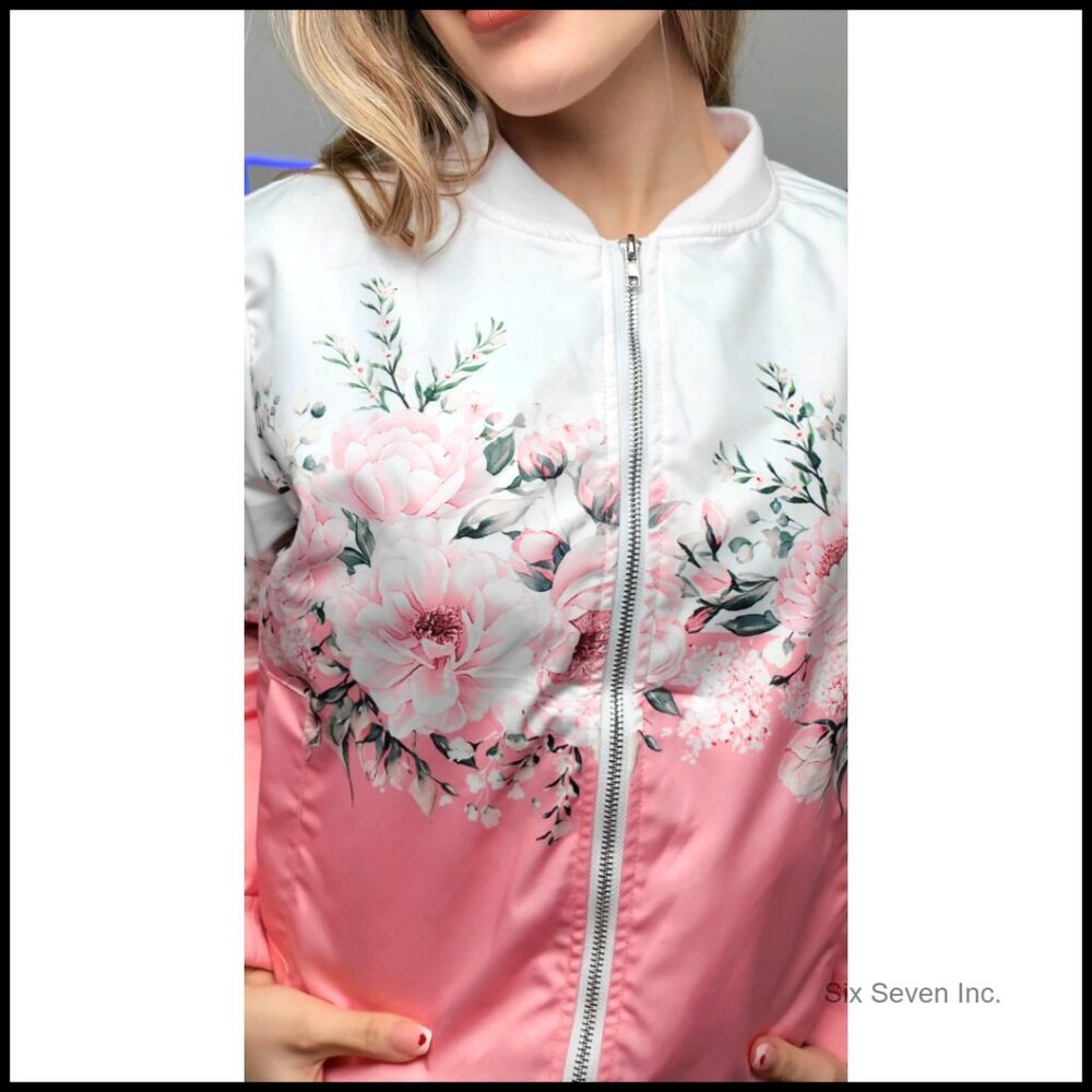 Lightweight Bomber Jacket Casual Zip Up Classic Retro Oversized Style with - Picture 5 of 7